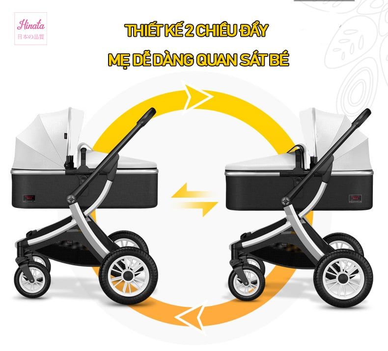 Xe đẩy nôi di động XD09 - 2 chiều đẩy thuận tiện - Điều chỉnh 3 tư thế