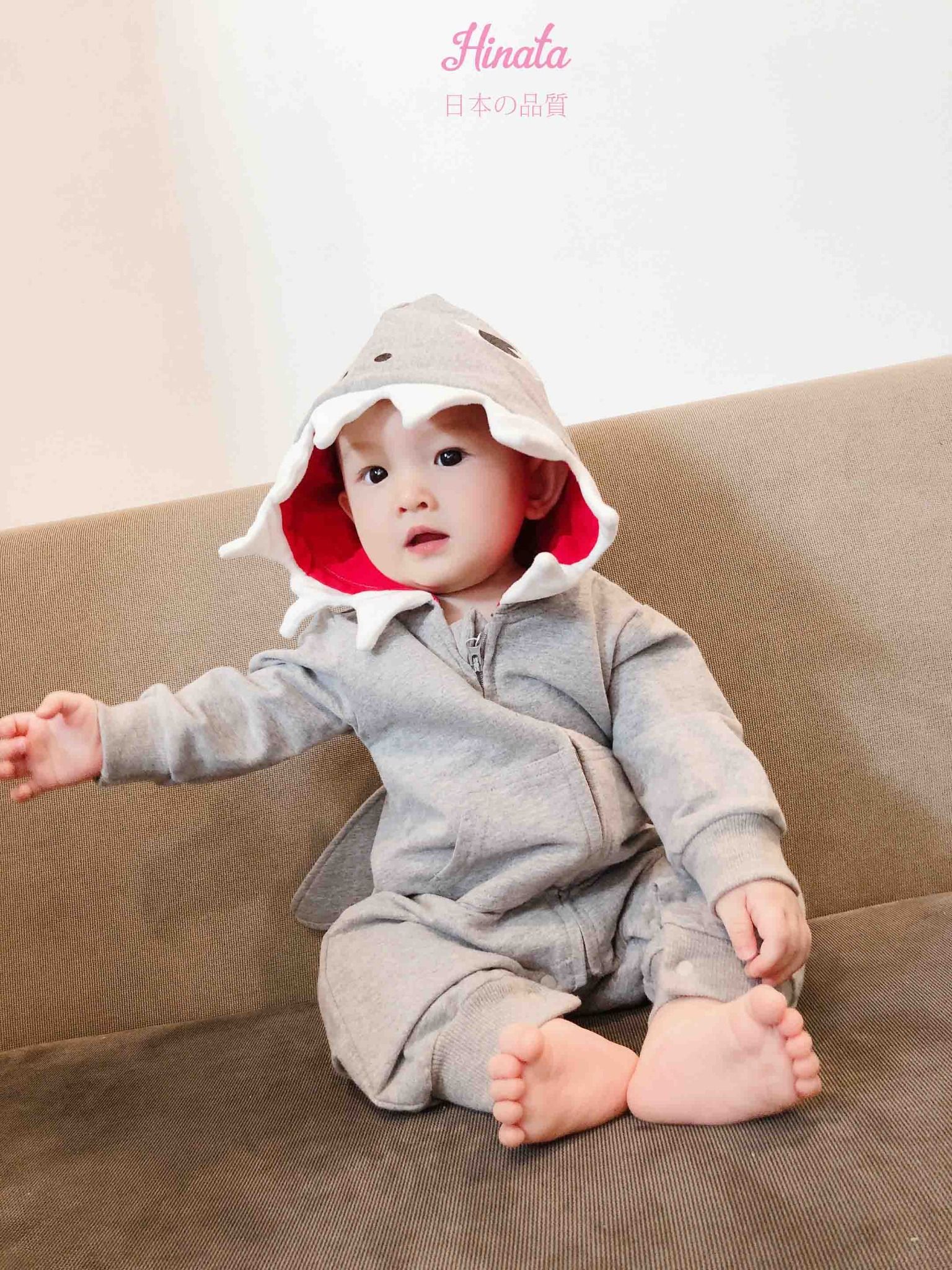 Body Sleepsuit unisex hình cá mập hoạt hình Hinata BF28
