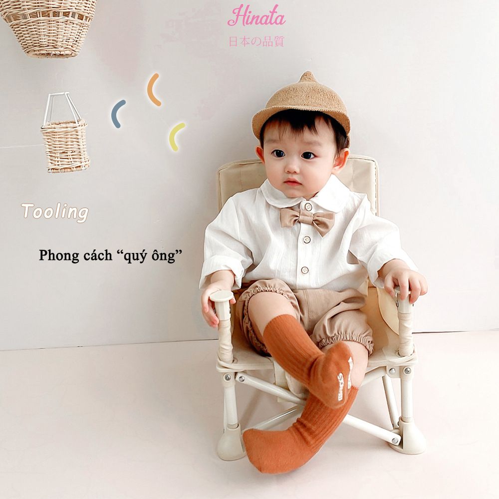 Set áo trắng quần ngắn phối nơ Hinata cho bé trai BF21