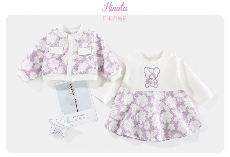 Set đầm hoa tím giả vest Hinata cho bé gái BF30