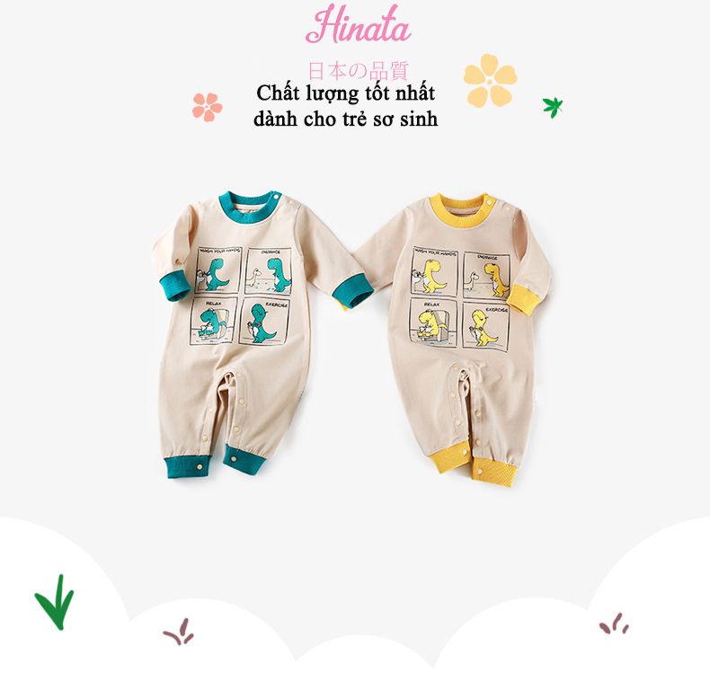 Body Sleepsuit unisex chú khủng long nhỏ Hinata BF32