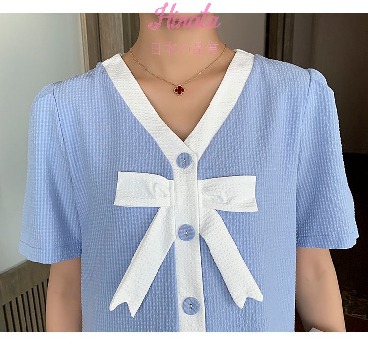 (SALE) Đầm bầu chữ A phối nơ Hinata DB014