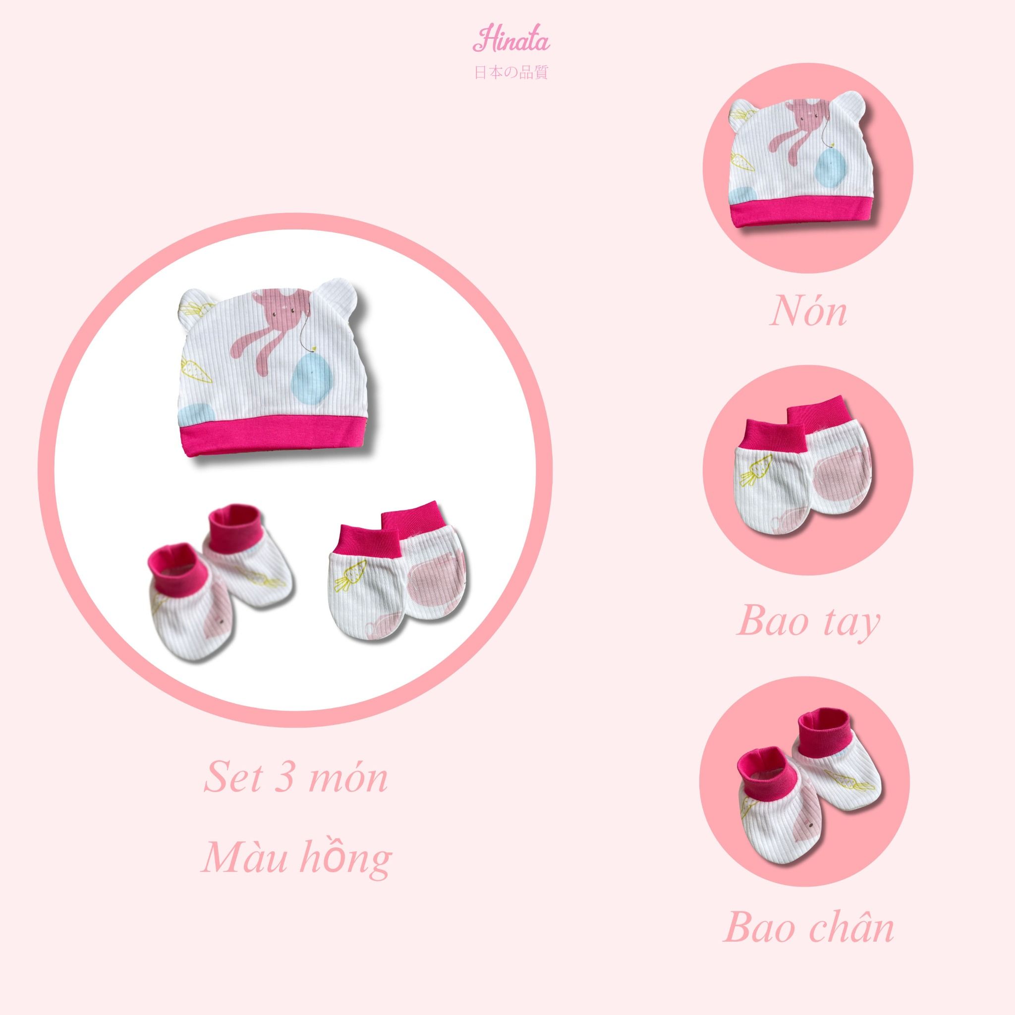 Mũ, Vớ, Bao tay sơ sinh cho bé từ 0-6 tháng Hinata CB01