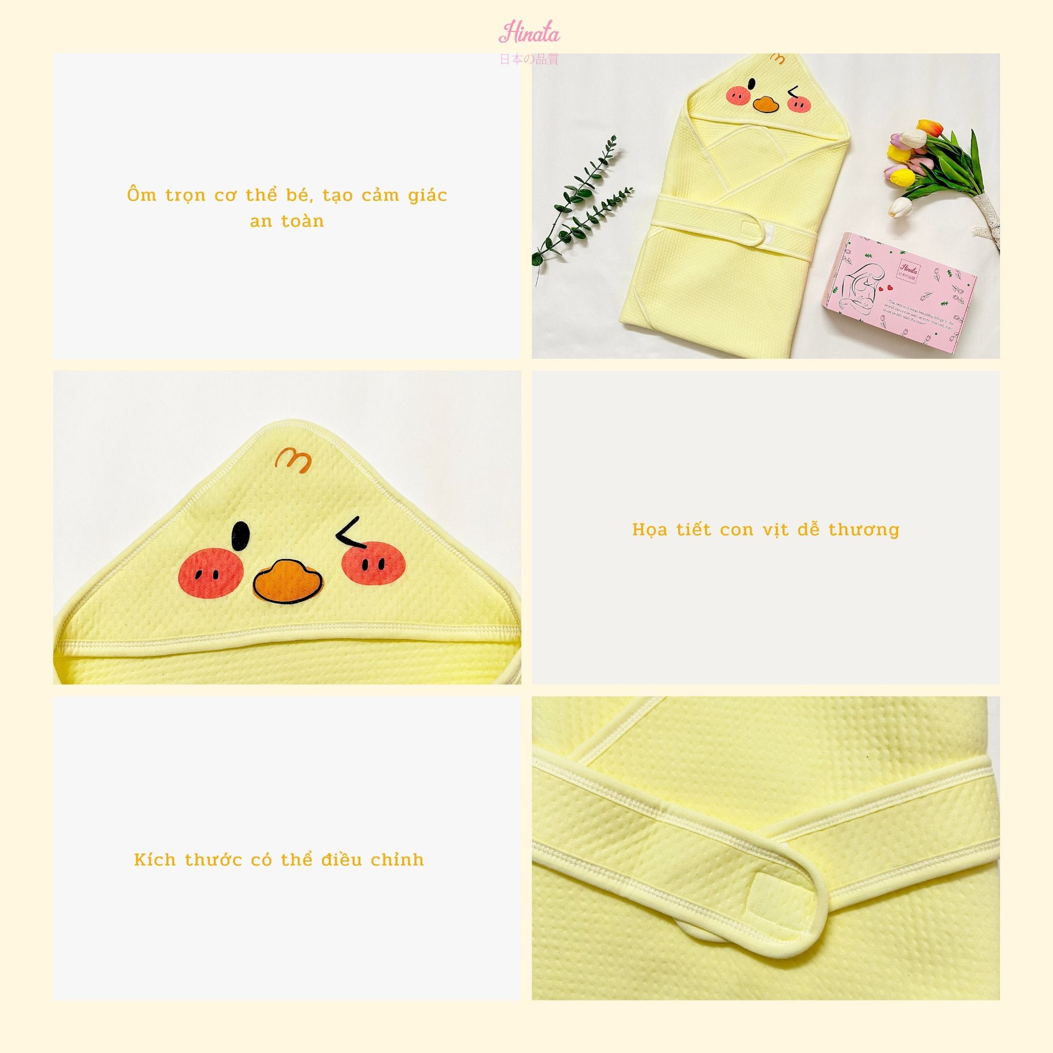 Khăn ủ bông ấm áp cho bé Hinata KU01