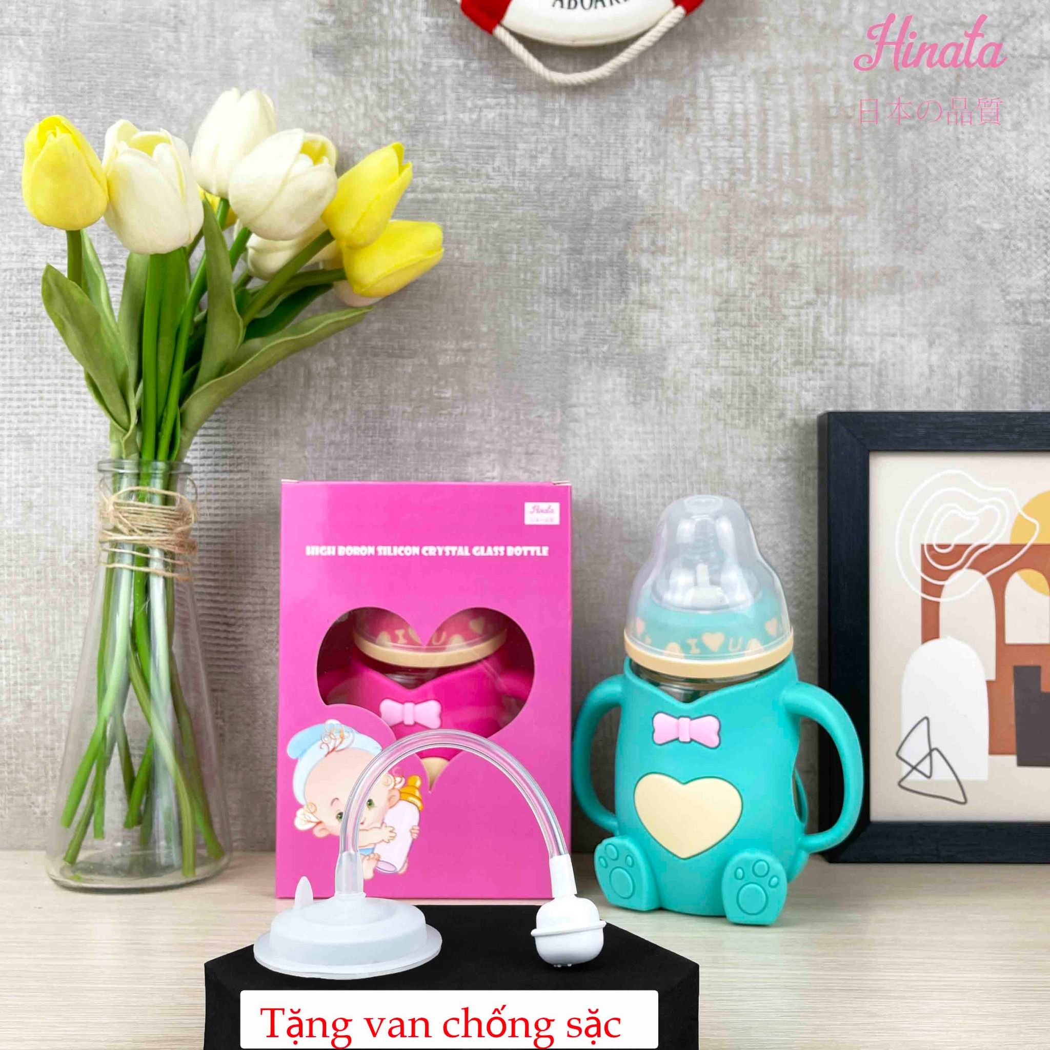 Bình sữa thủy tinh chống sặc cho bé Hinata BS01