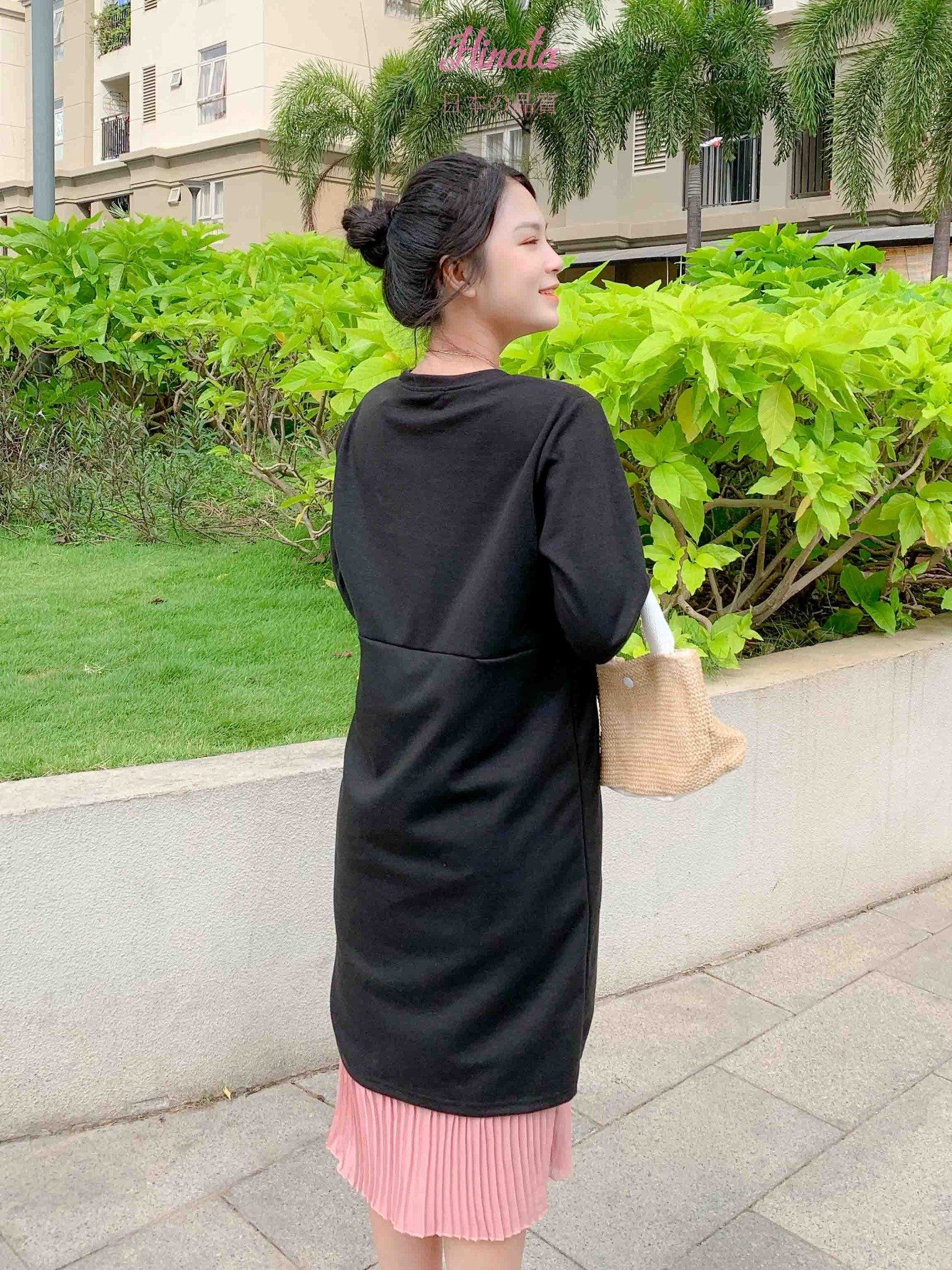 (SALE) Đầm bầu dài xẻ tà xếp ly Hinata DB022