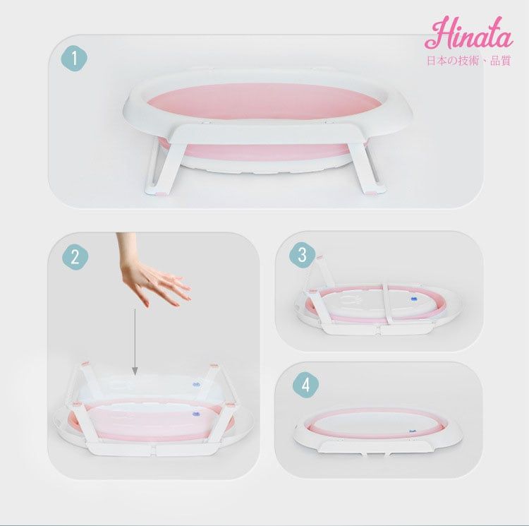Bồn tắm trẻ em gấp gọn - Có cảm ứng nhiệt Hinata BT08 - Tặng kèm phao tắm