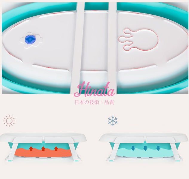 Bồn tắm trẻ em gấp gọn - Có cảm ứng nhiệt Hinata BT08 - Tặng kèm phao tắm