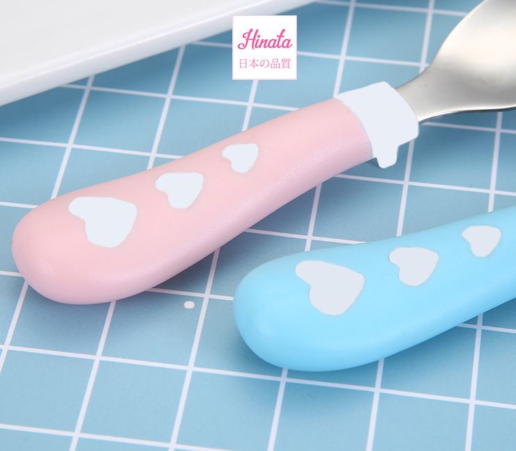 Muỗng nĩa ăn dặm Hinata Nhật Bản MN01_Có phần đế để bàn, vệ sinh và tiện lợi