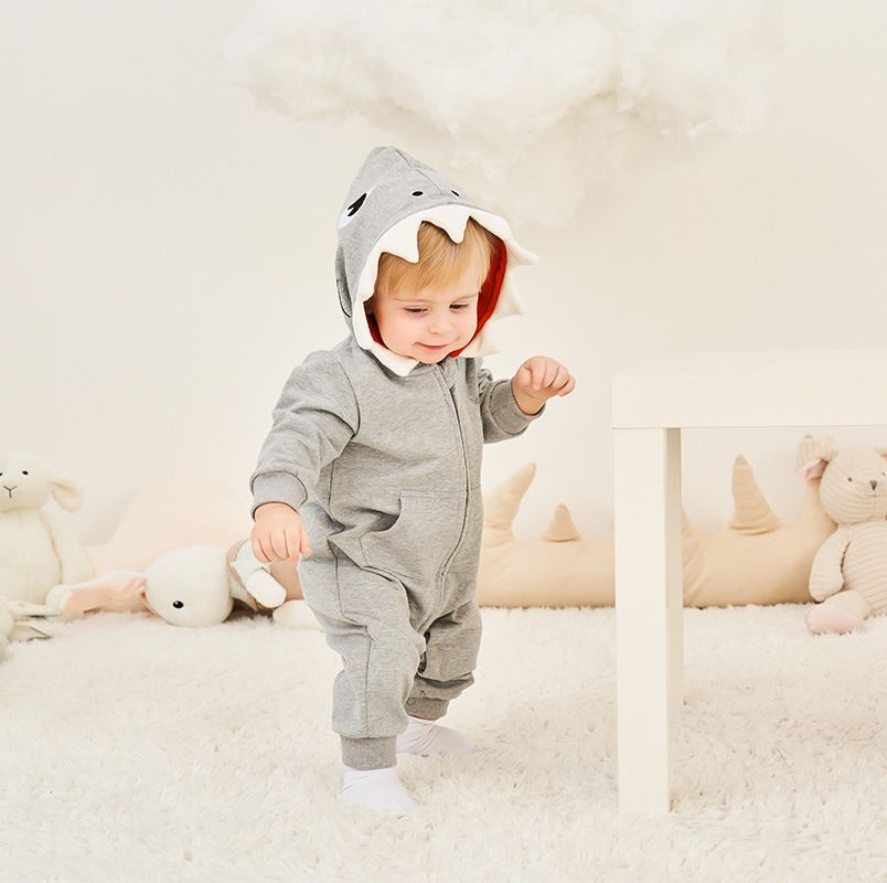 Body Sleepsuit unisex hình cá mập hoạt hình Hinata BF28