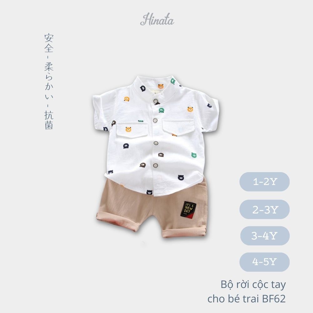 Set bộ rời sơ mi cọc tay phối quần cho bé trai BF62