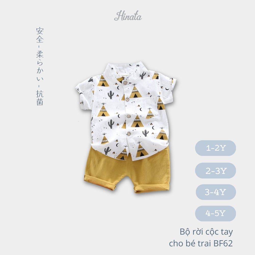 Set bộ rời sơ mi cọc tay phối quần cho bé trai BF62