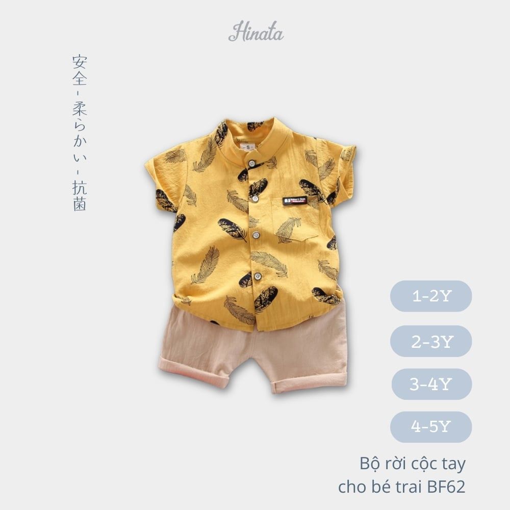 Set bộ rời sơ mi cọc tay phối quần cho bé trai BF62