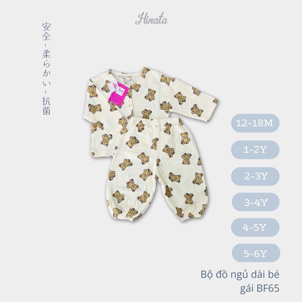 Pijama bé gái Hinata cổ tròn BF65