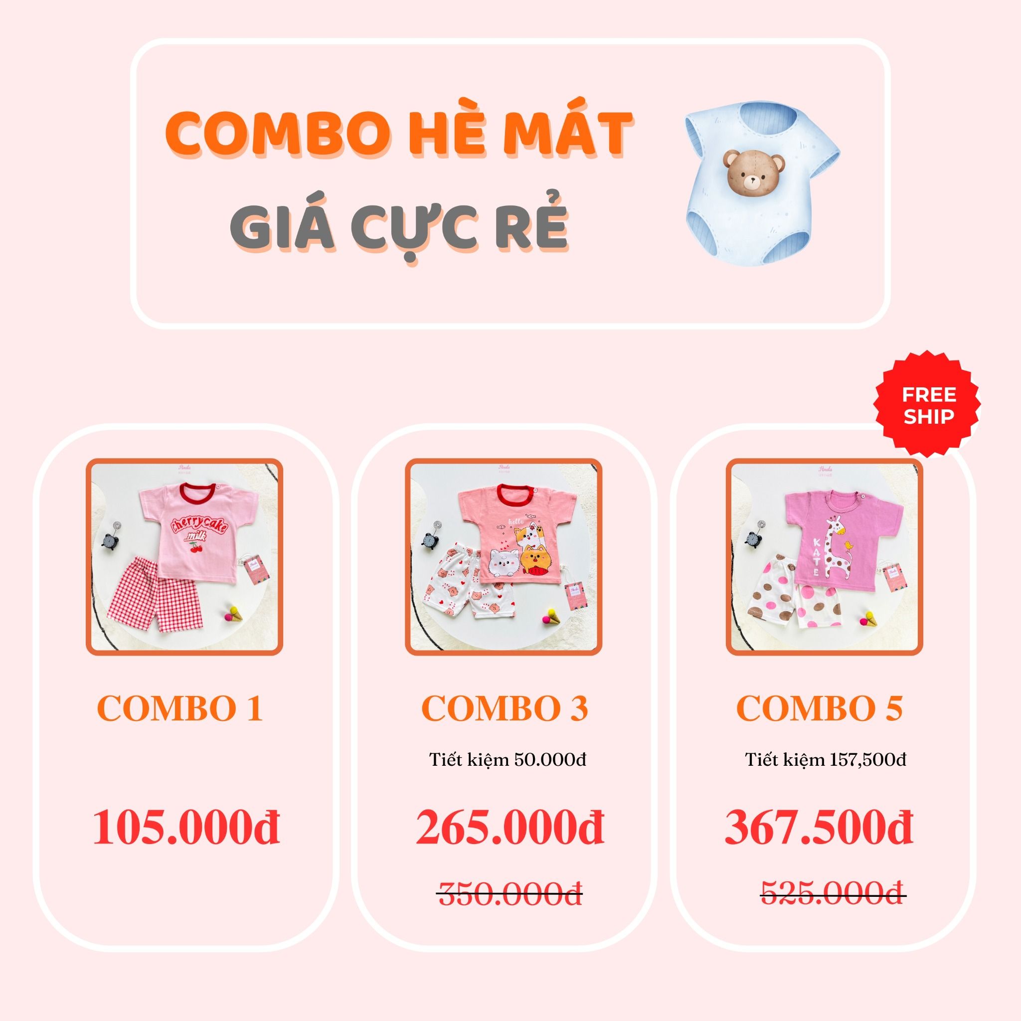  [03 Set] Bộ đồ mặc nhà cho bé gái Hinata BF81 