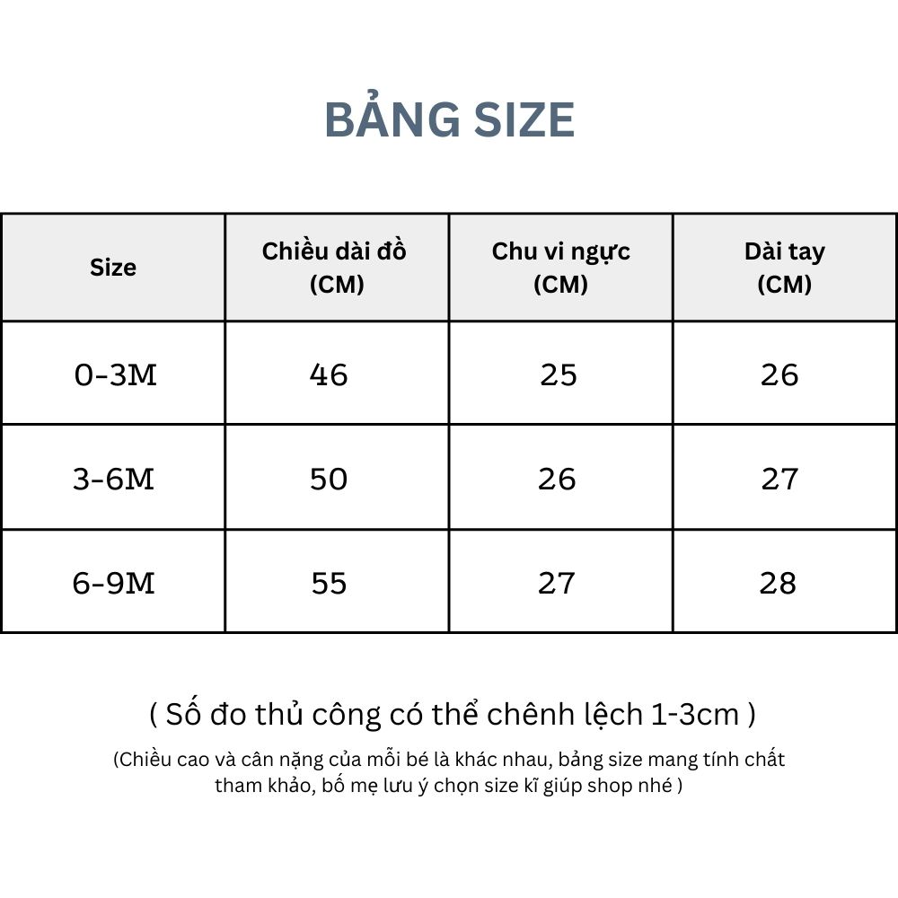 (03Set) Bộ liền dài tay cho bé sơ sinh từ 0-9 tháng BFL012D
