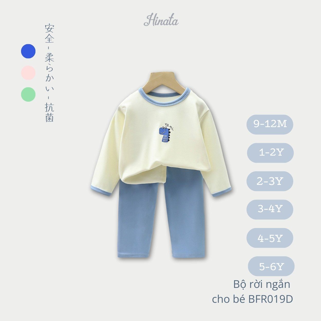 (03 Bộ) Bộ Rời Dài Tay Cho Bé Hinata BFR019D