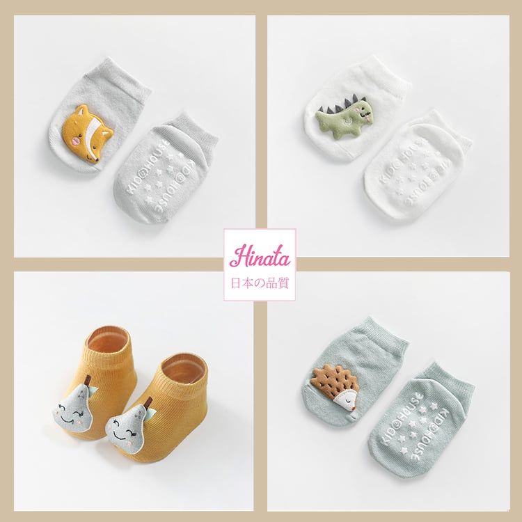 Set 4 Vớ cho bé hoạt hình Kid House V11_100% Cotton, co dãn tốt