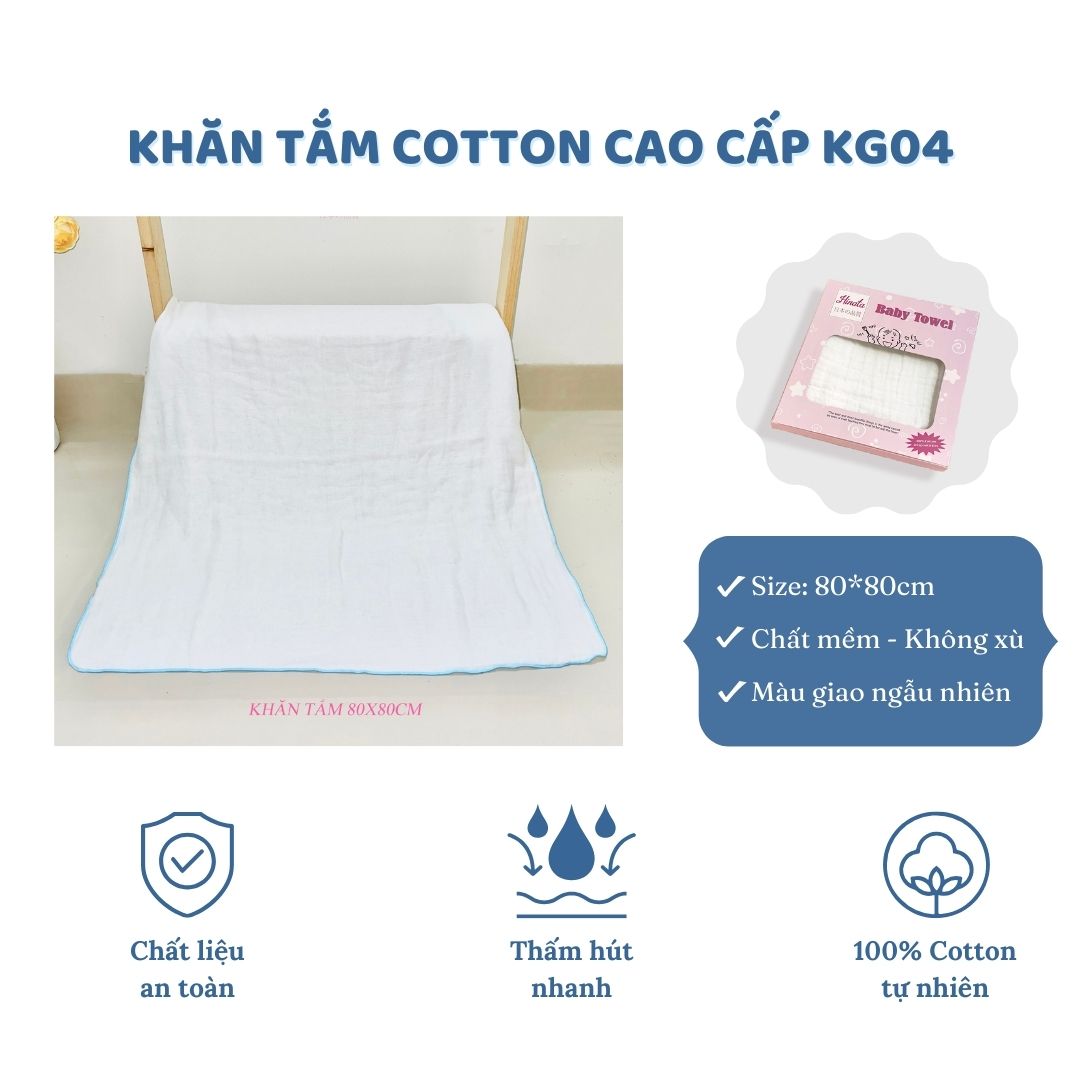 Khăn gạc, khăn tắm Hinata KG04_Không bụi bông, siêu mềm mịn