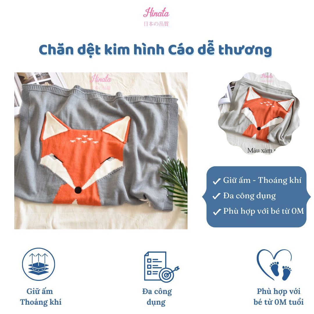 Chăn cáo ba chiều dệt kim cho bé KM03 Hinata