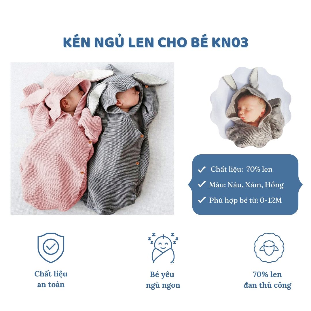 Kén ngủ ba chiều tai thỏ dễ thương KN03 - Tặng kèm set 5 đôi bao tay BTA01 cho bé Hinata