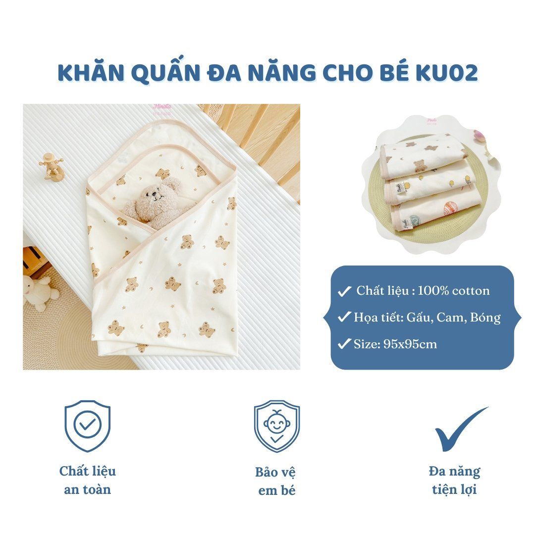 Khăn quấn cotton nguyên chất loại I Hinata KU02
