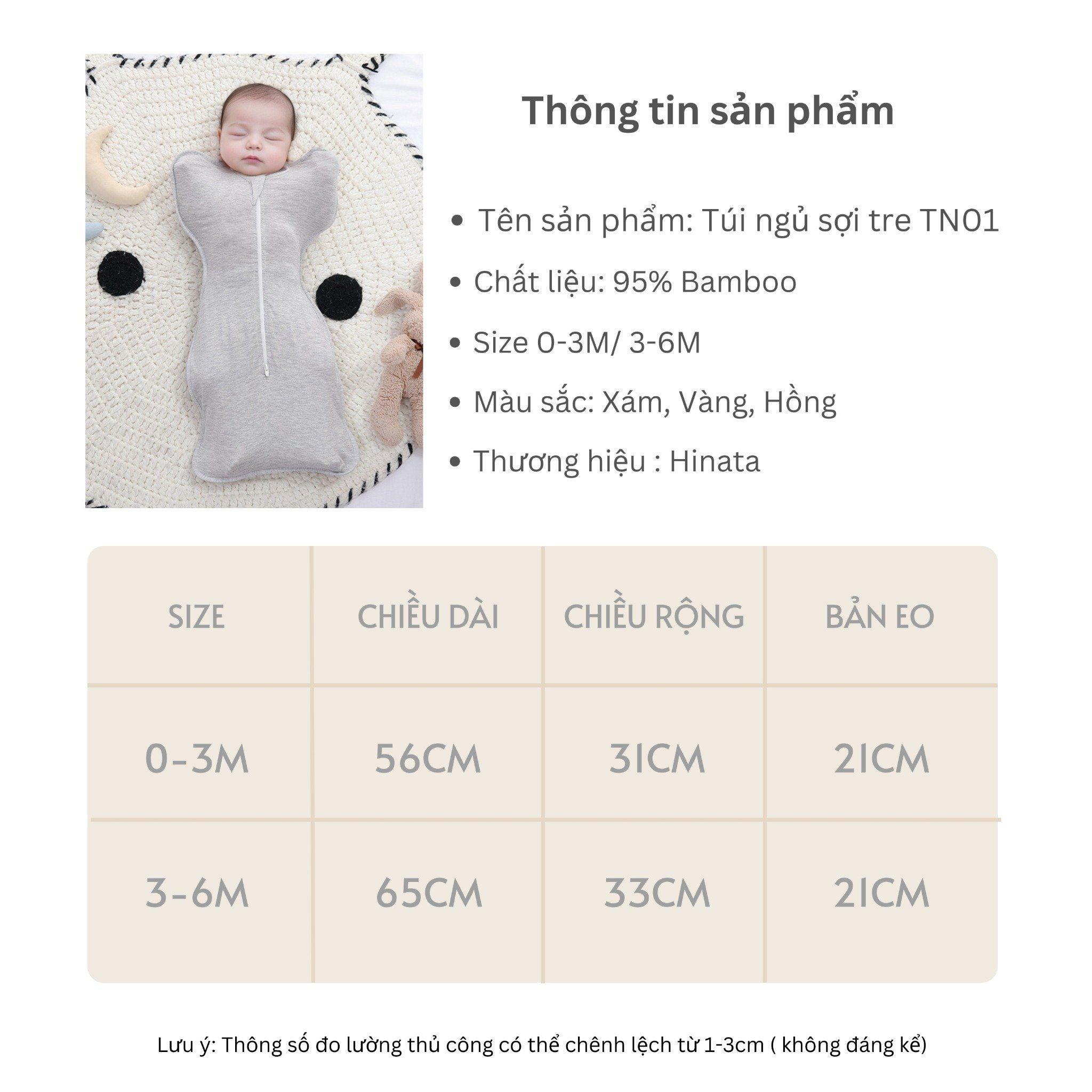 Túi ngủ sợi tre Hinata TN01 giúp bé ngủ ngon, không giật mình