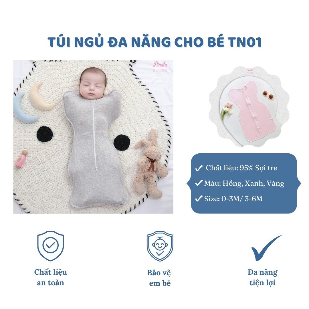 Túi ngủ sợi tre Hinata TN01 giúp bé ngủ ngon, không giật mình