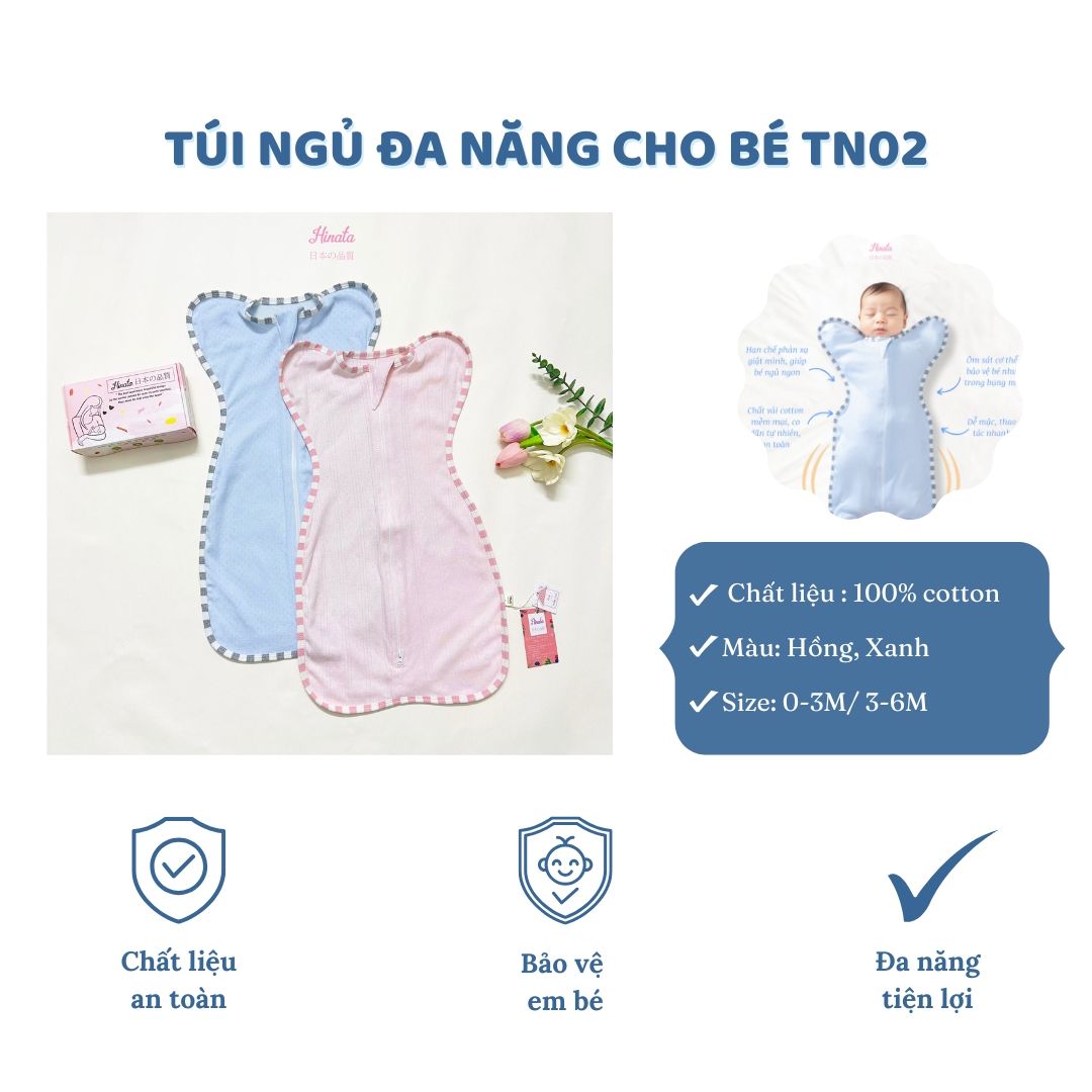 Túi ngủ cotton Hinata TN02 giúp bé ngủ ngon, không giật mình