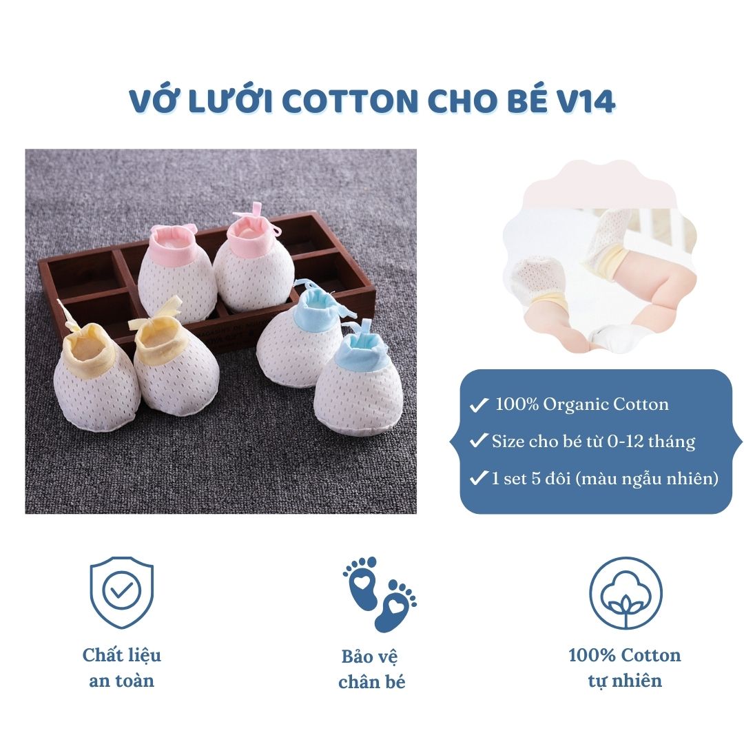 Set 05 bao chân thoáng khí cho trẻ sơ sinh V14 - Thương hiệu Hinata