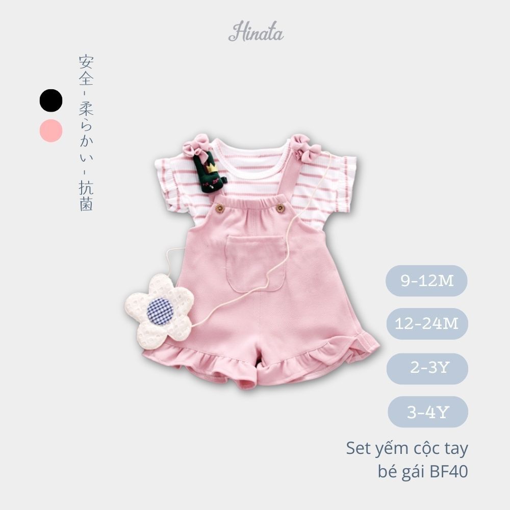 Set yếm cổ rộng phối áo thun cho bé gái Hinata BF40 - Sản phẩm không kèm túi đeo chéo