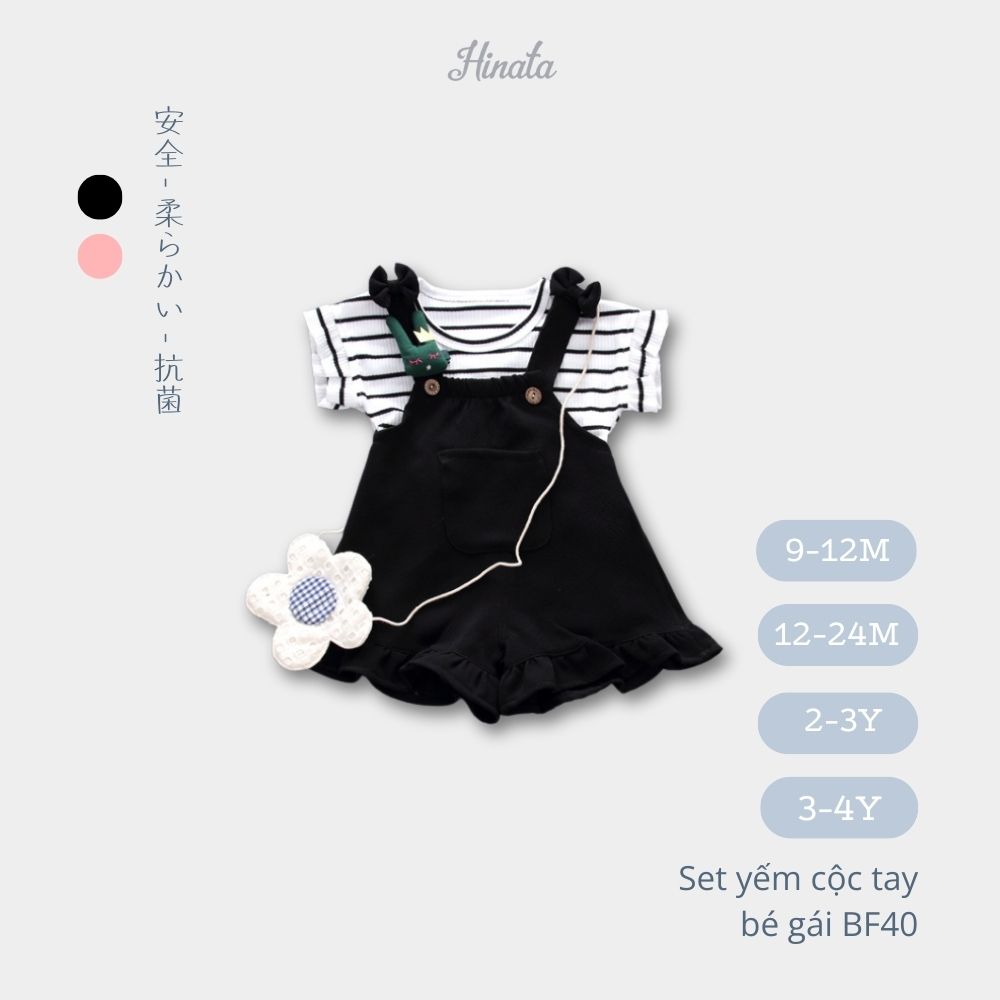 Set yếm cổ rộng phối áo thun cho bé gái Hinata BF40 - Sản phẩm không kèm túi đeo chéo
