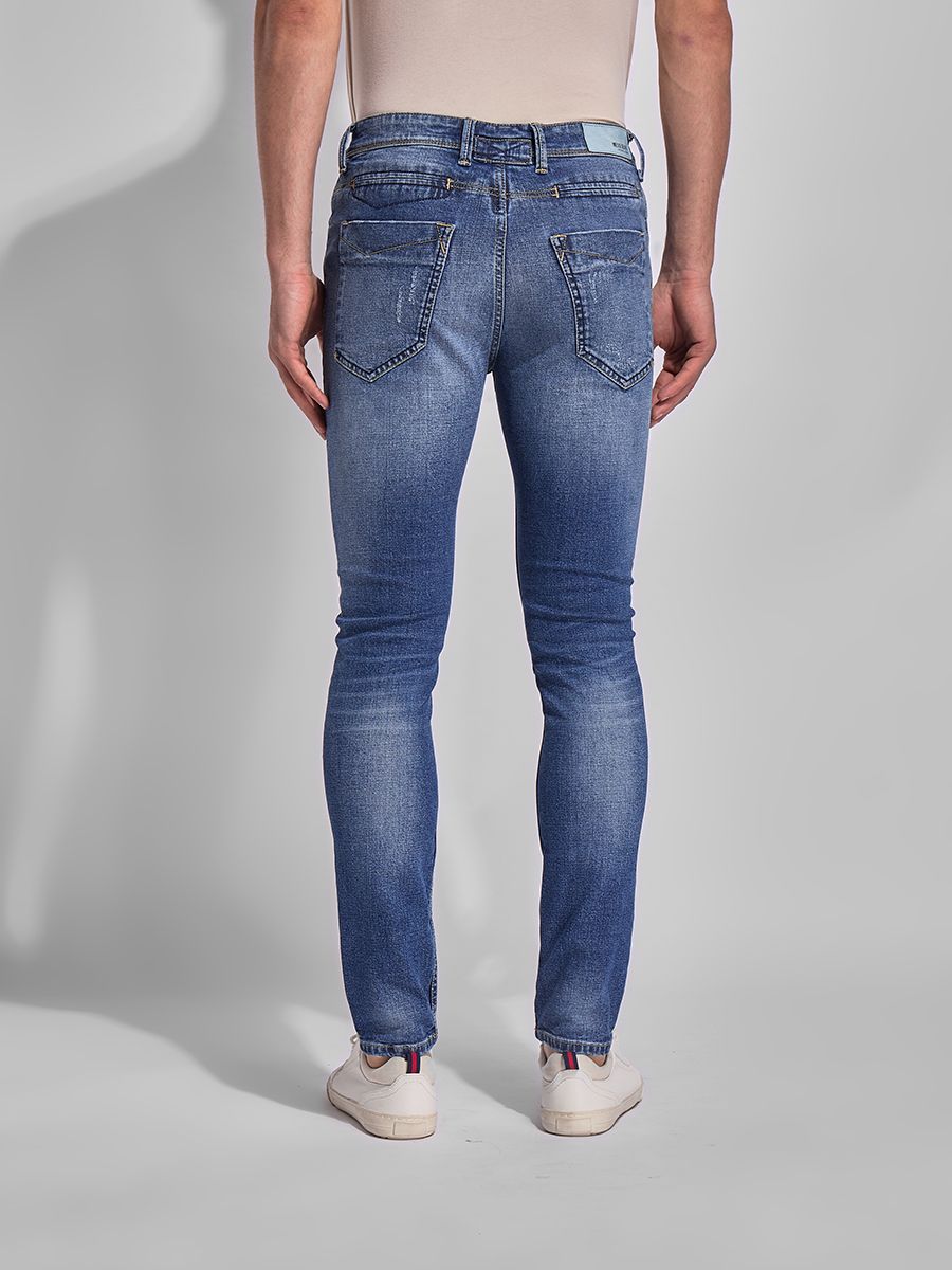 Quần dài jeans nam skinny may gối rách nhẹ SJM-819