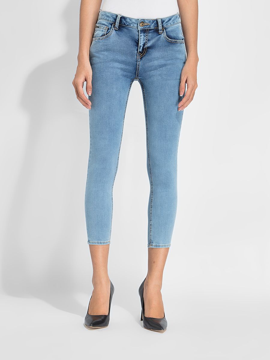 Quần dài jeans nữ cạp vừa màu nhạt SJW-971