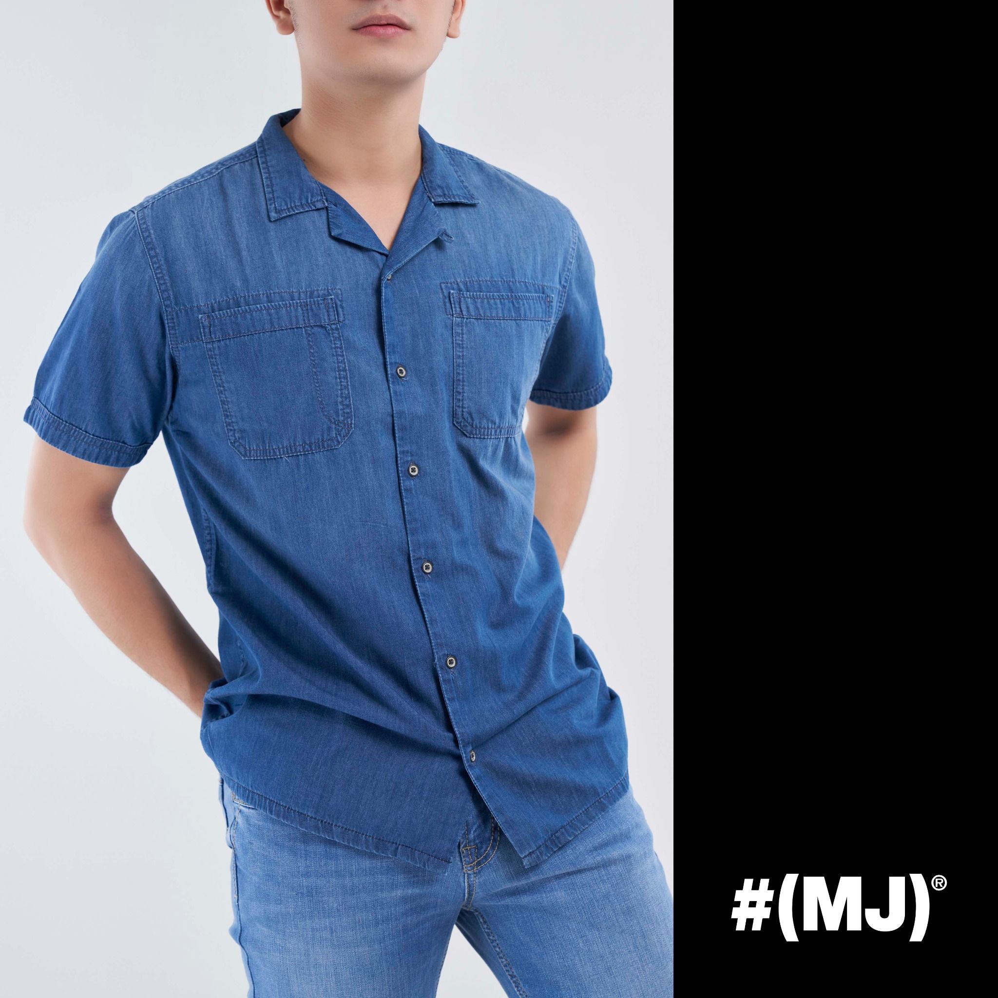 Áo sơ mi jeans nam tay ngắn MESSI MJB0104
