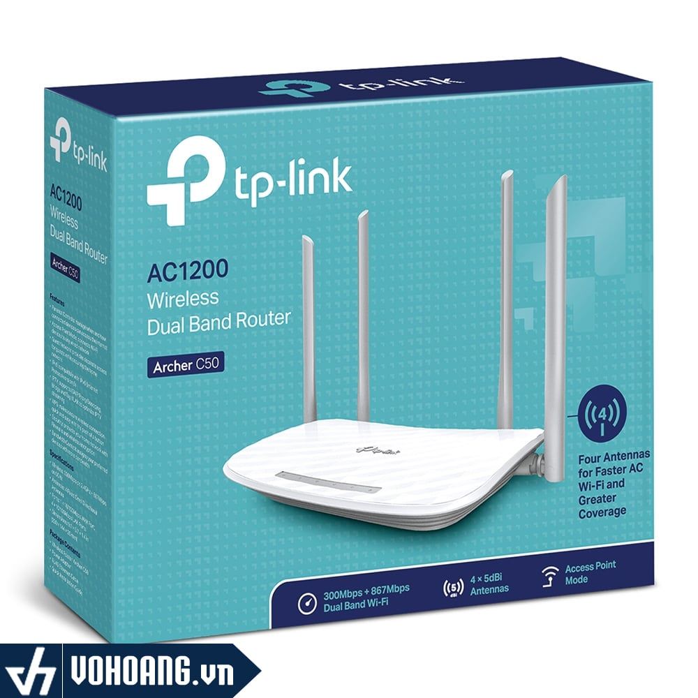 TP-Link Archer C50 - Router Băng Tần Kép Chuẩn AC1200