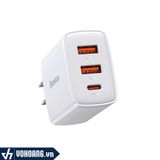  Cốc Sạc Baseus LVJ009-UC-EK Compact Quick Charger 30W - Sạc Nhanh Nhỏ Gọn - Hỗ Trợ USB Dual port + Type C, 30W PD/QC 3.0 - Hàng Chính Hãng 