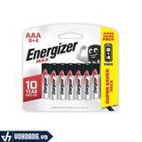  Energizer Max LR03 E92 BP8 + 4 | Pin Kiềm Alkaline AAA Vỉ 12 Viên Chính Hãng 