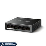  Mercusys MS106LP | Thiết Bị Switch 6 Cổng 10/100Mbps - Tích Hợp 4 Cổng PoE Công Suất Lên Đến 30W 