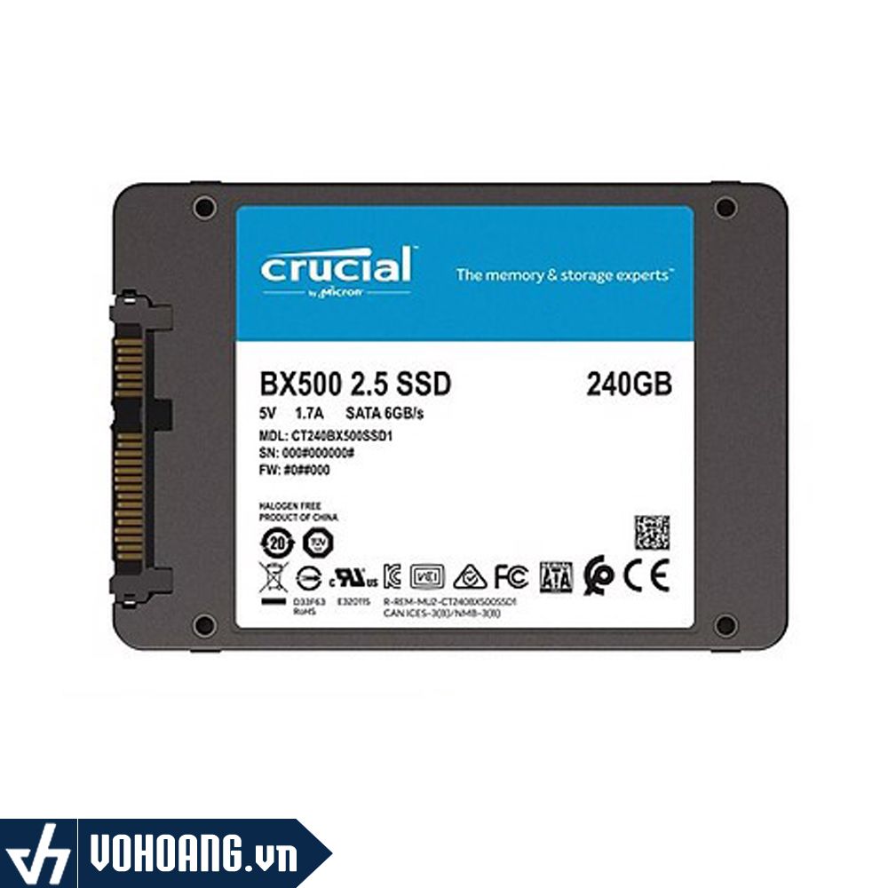 SSD Crucial BX500 | Ổ cứng 3D NAND SATA III 2.5 inch 240GB CT240BX500SSD1 | Hàng Chính Hãng