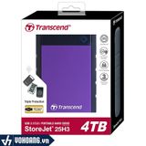  Transcend StoreJet 25H3 4TB | Ổ Cứng Di Động USB 3.1 Siêu Dung Lượng 4TB - 3 Lớp Chịu Lực Chống Rơi Vỡ 