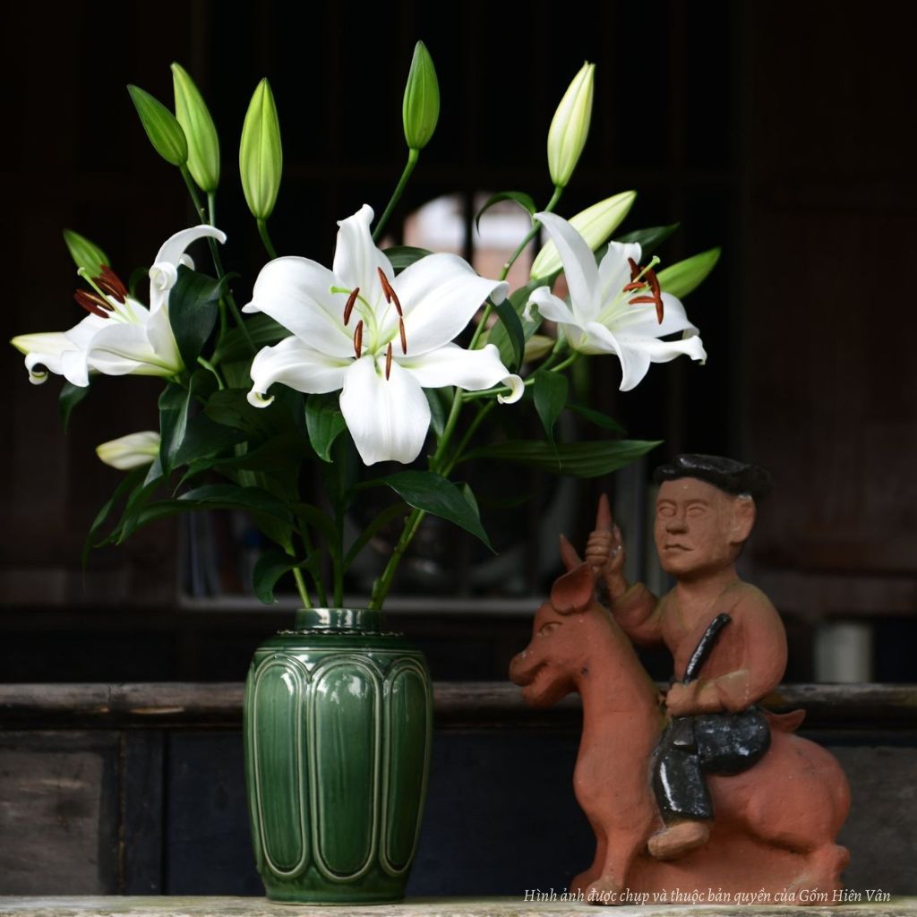  Bình hoa bổ ô gốm Hiên Vân(15x26x9cm) 