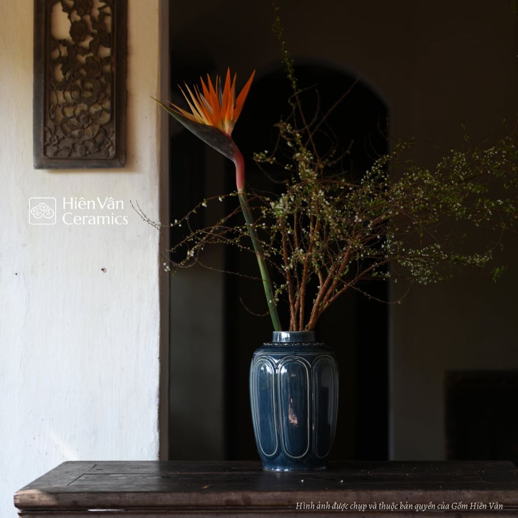  Bình hoa bổ ô gốm Hiên Vân(15x26x9cm) 
