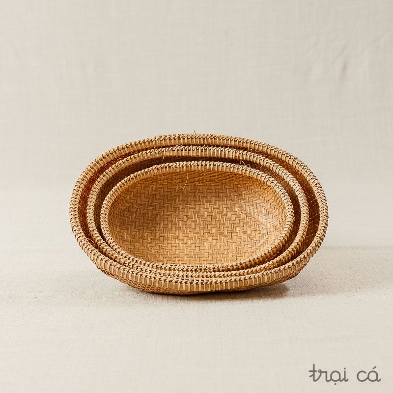 Rổ tre oval Bao La đáy đan chặt (5 cỡ) 