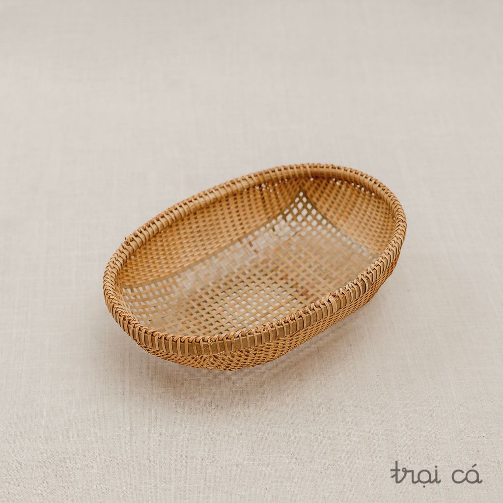  Rổ tre oval Bao La đáy đan cật (5 cỡ) 