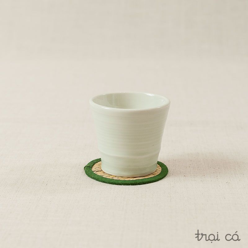  Lót cốc cỏ bàng (10cm) -  viền vải 