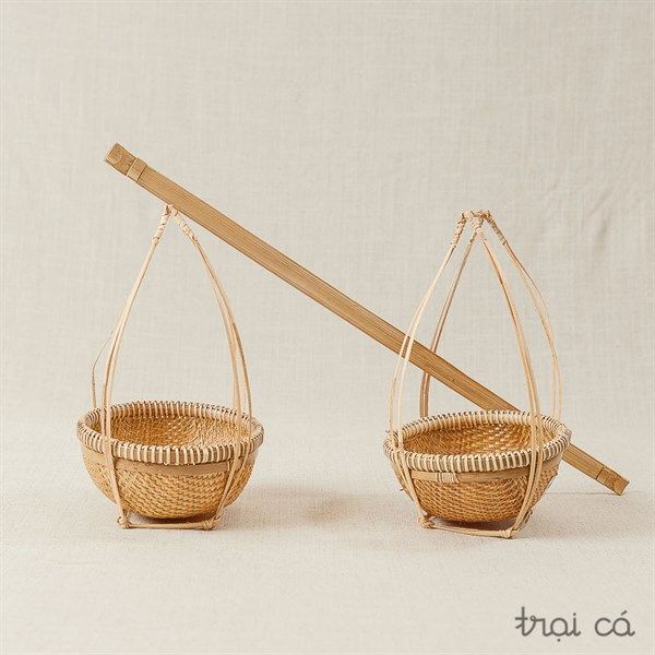  Bộ quang gánh thúng tre mini (16cm) 