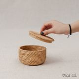  Hộp kim chỉ mây guột (12x7cm) - có nắp và núm tròn 