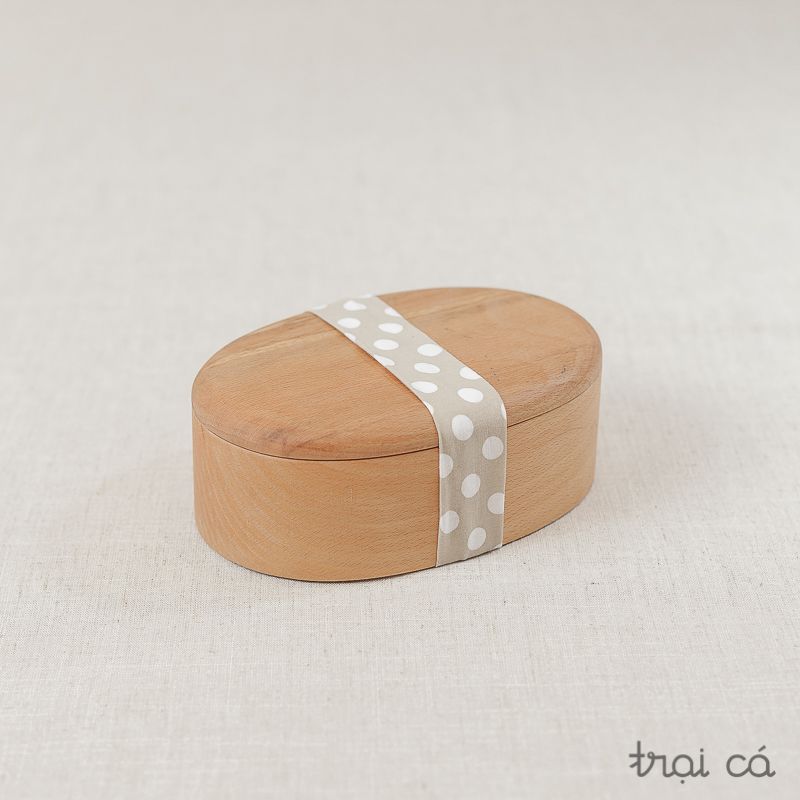  Hộp bento oval gỗ beech (18x12x5,5cm) 