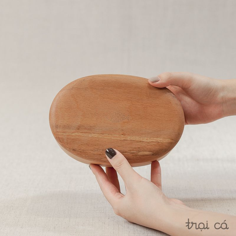  Hộp bento oval gỗ beech (18x12x5,5cm) 